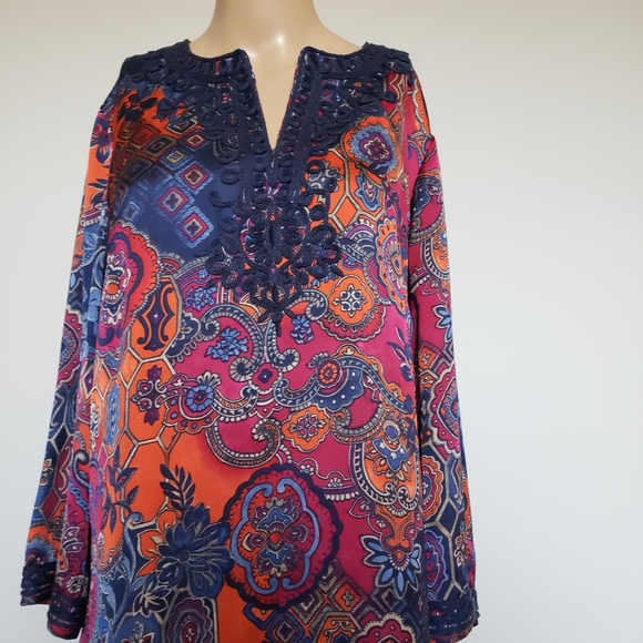 Jones New York embroidered tunic top size L - Picture 4 of 9